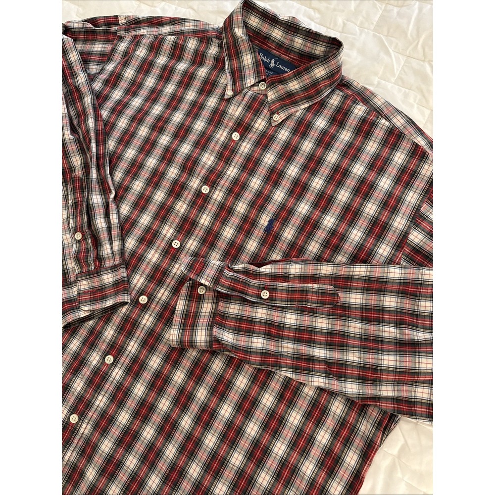 Ralph Lauren Blake Fit Men's Plaid Button Down Sz XL Christmas Vibe Holiday